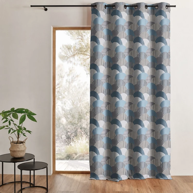 Cortina de estofos em jacquard arredondado