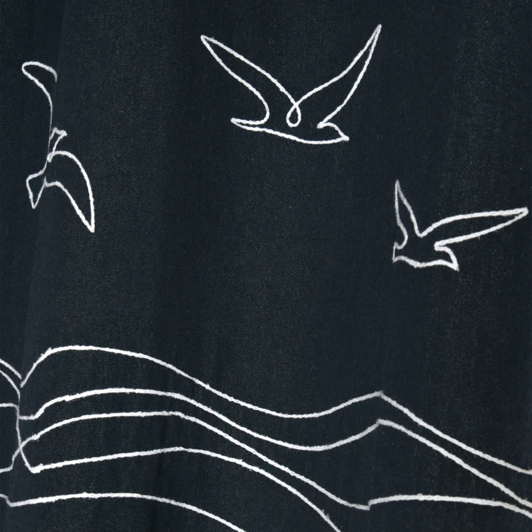 Rideau tamisant polycoton à œillets motif bord de mer