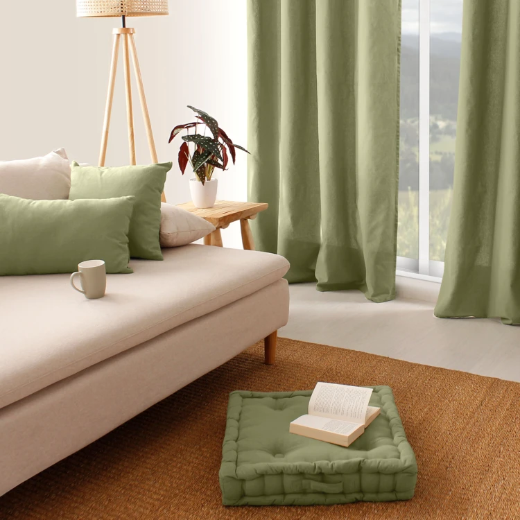 Coussin de sol uni en pur coton
