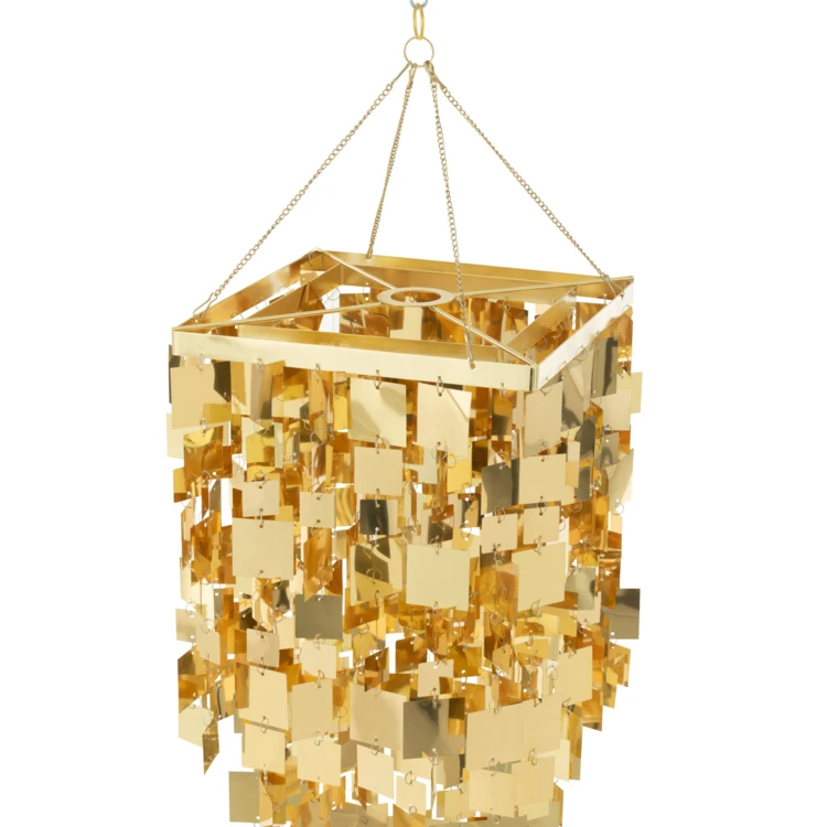 ABAT-JOUR CHANDELIER CARRÉ PVC DORÉ LARGE