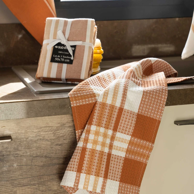 Lot de 3 torchons de cuisine en coton