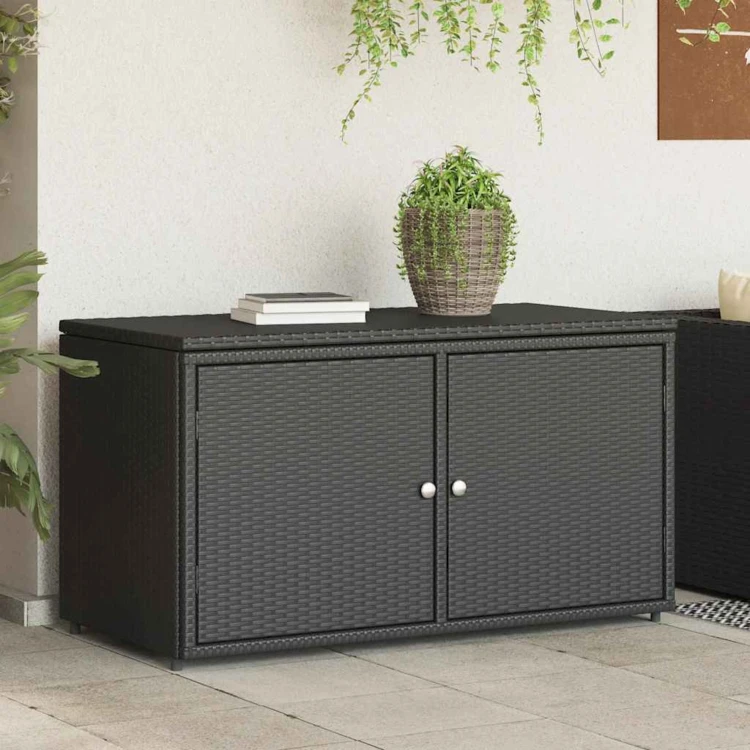 Armoire de jardin en résine tressée avec double porte