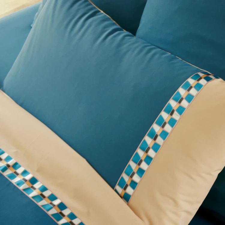 Parure de draps 4 pièces percale de coton géométrique draps + taies