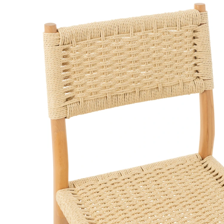 Silla de comedor de madera de haya y cuerda trenzada