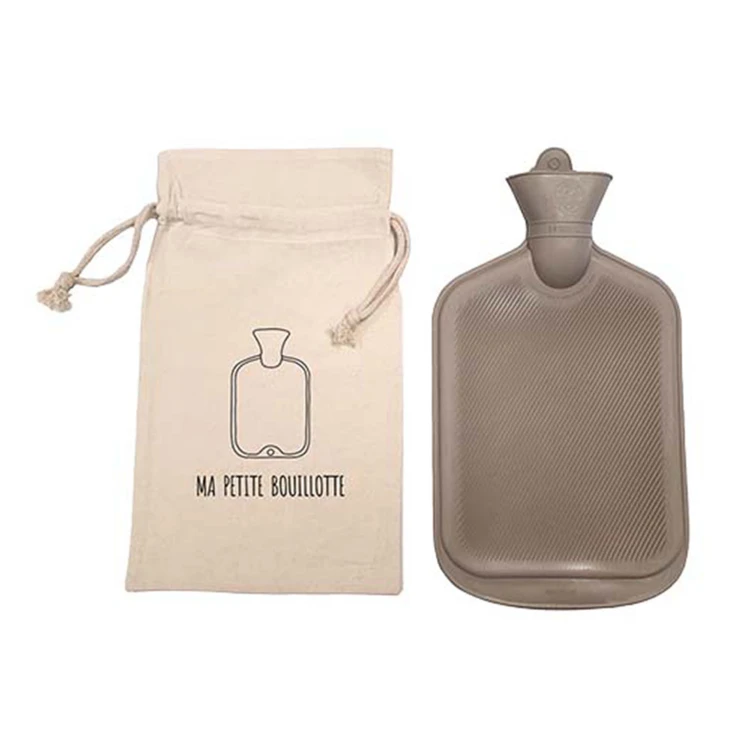 Wärmflasche aus Gummi mit Baumwollbezug