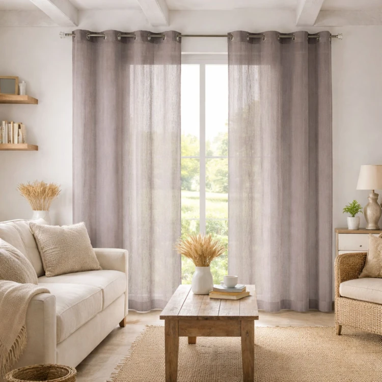 Voilage rayures brodées ton sur ton