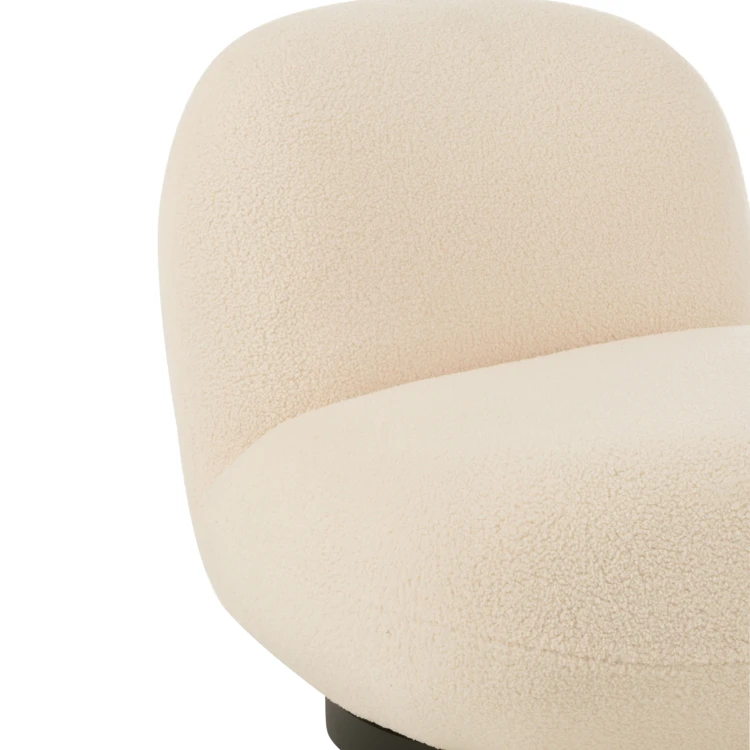 Fauteuil pivotant bois et mousse effet bouclette