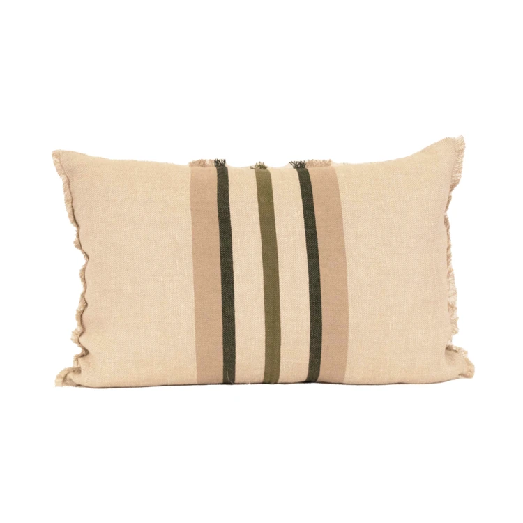 Coussin rayé en lin et coton