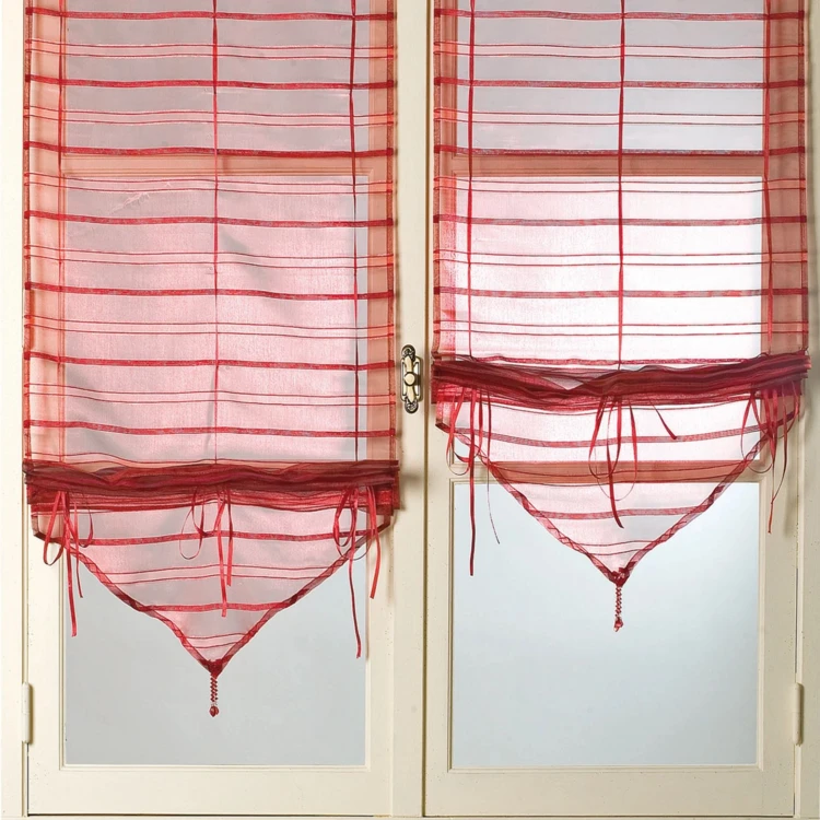 Paire de petits voilages organza à fine rayures et fils brillants "Alizée"