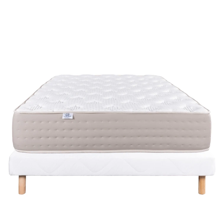 Bett-Set mit 26 cm Taschenfederkernmatratze und weißem Massivholz-Lattenrost
