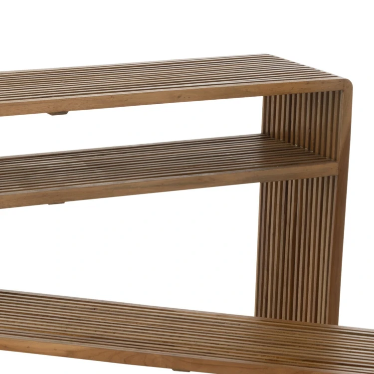Meuble console avec étagère gigogne en teck lot de 2