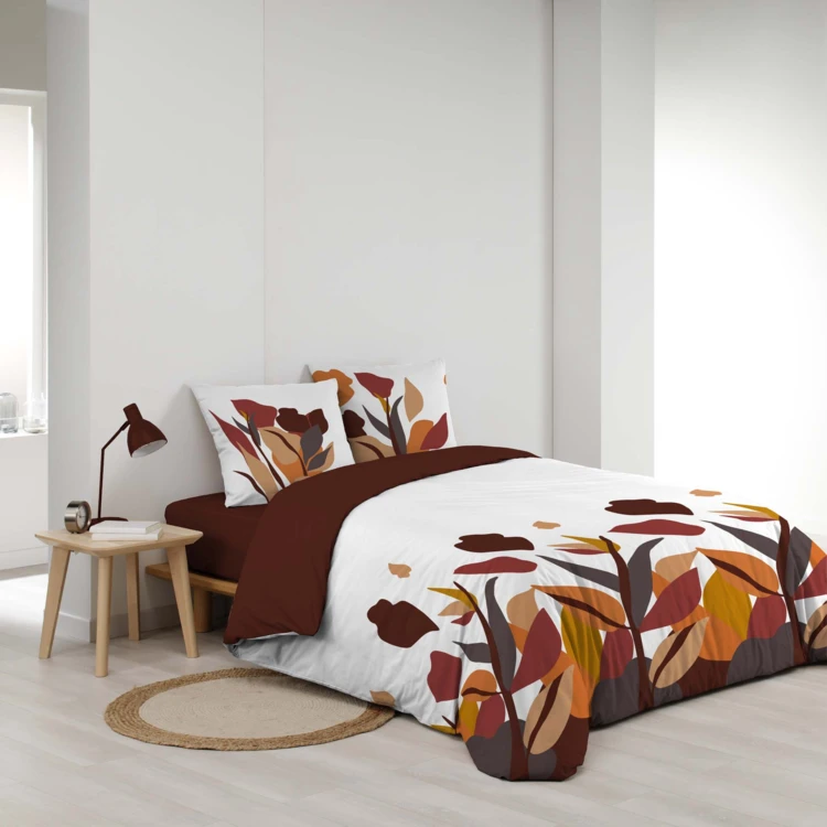 3-teiliges Bettwäscheset aus 100 % Baumwolle mit Blumenmuster – Bettbezug + Kissenbezüge