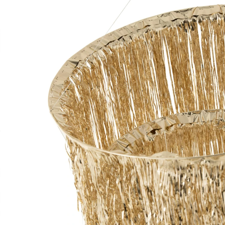 ABAT-JOUR CHANDELIER FRANGES VINYLE DORÉ LARGE
