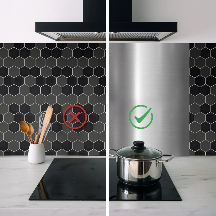 Crédence adhésive murale 3D effet carrelage hexagonal 4 pièces