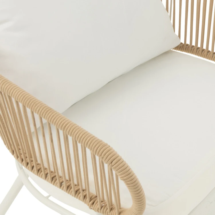 SET DE 3 CHAISES POA FER/ROTIN BLANC