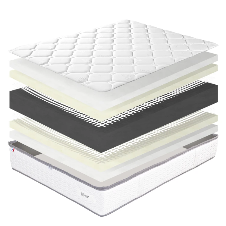 Set Matratze aus Schaumstoff 20 cm und beiger Lattenrost