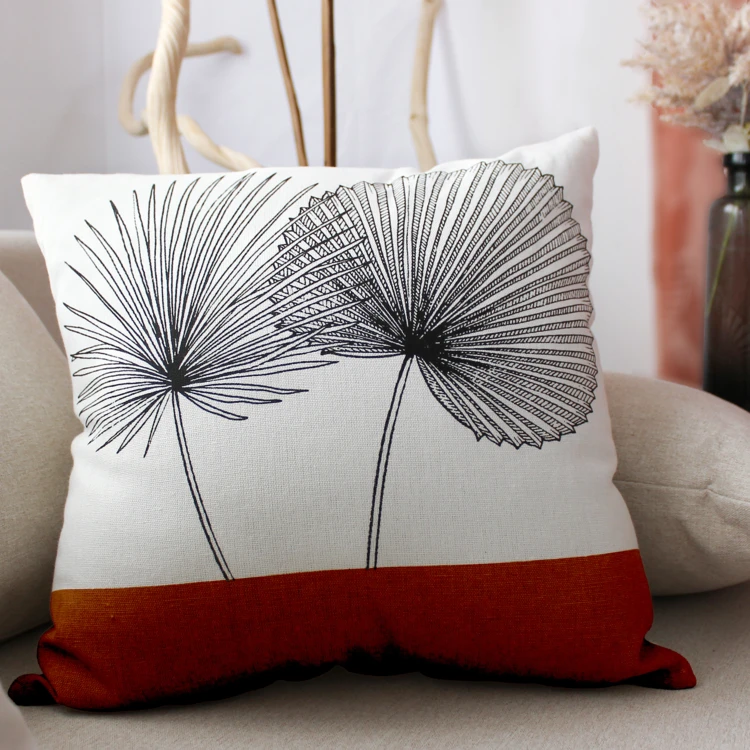 Coussin carré feuilles de palmier