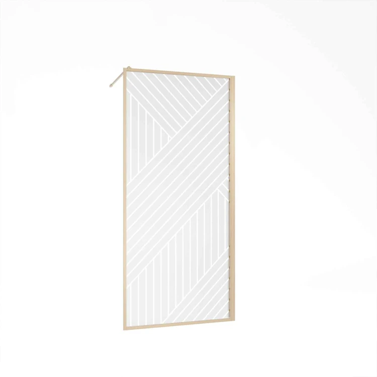 Paroi de douche en verre sérigraphié style Japandi motif géométrique