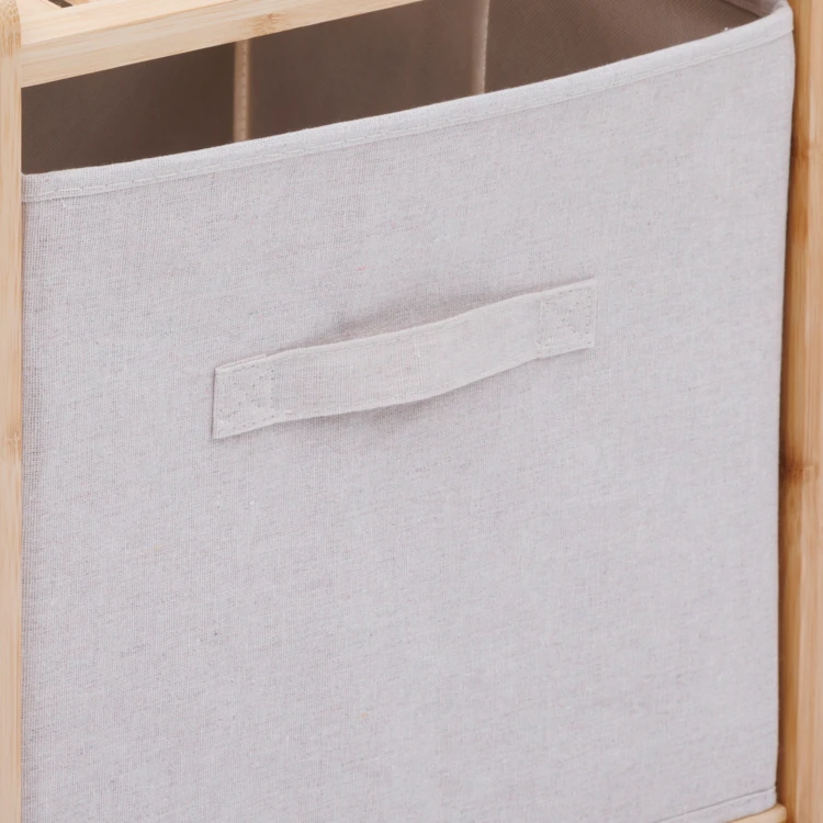 Étagère de rangement 2 niveaux avec boîtes tissu