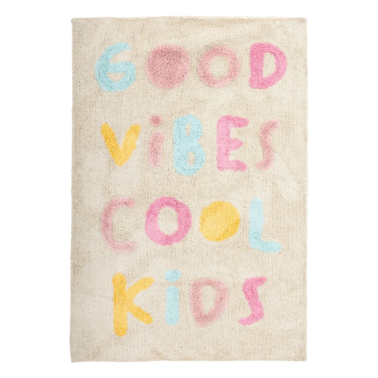 Getufteter, rechteckiger Teppich "Good Vibes Cool Kids"