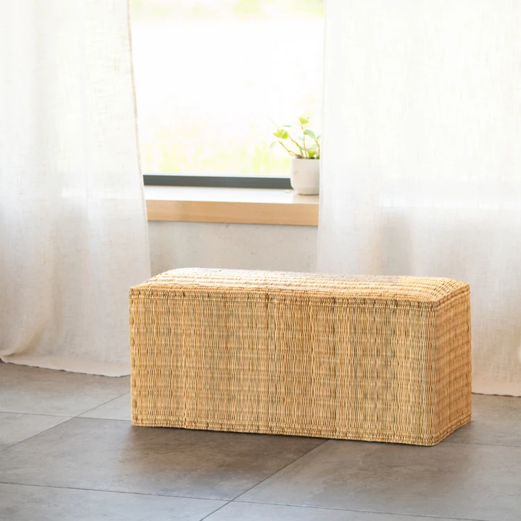Banc en paille tressée fait main