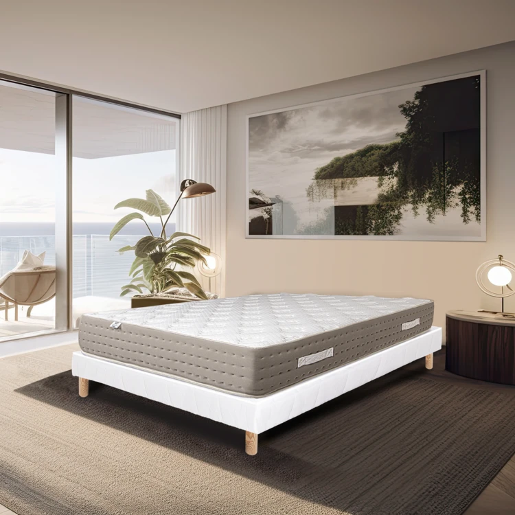Bett-Set mit 26 cm Taschenfederkernmatratze und weißem Massivholz-Lattenrost