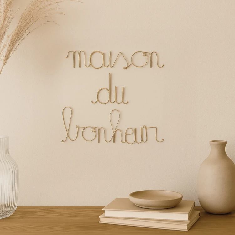 Mot fil de laiton "MAISON DU BONHEUR"
