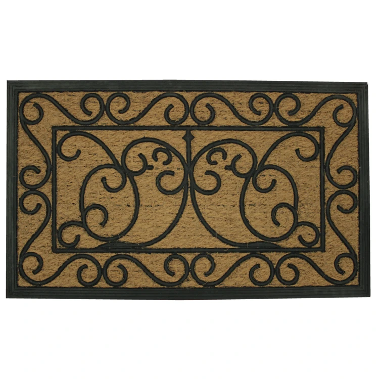 Paillasson rectangle en coco et caoutchouc