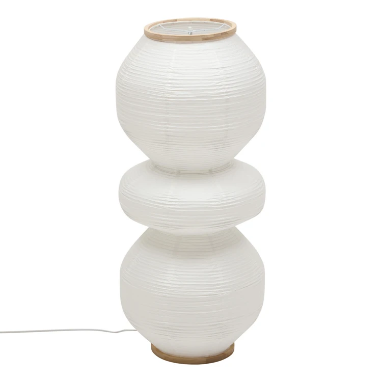 Lampadaire sculptural en papier avec double éclairage