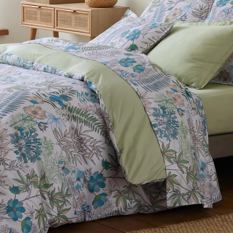 Parure de draps 3 pièces satin de coton végétal drap + taies