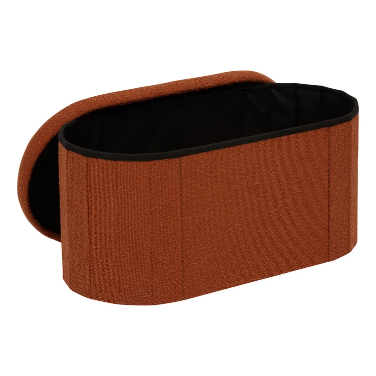 Pouf coffre pliant double en bouclette avec rangement