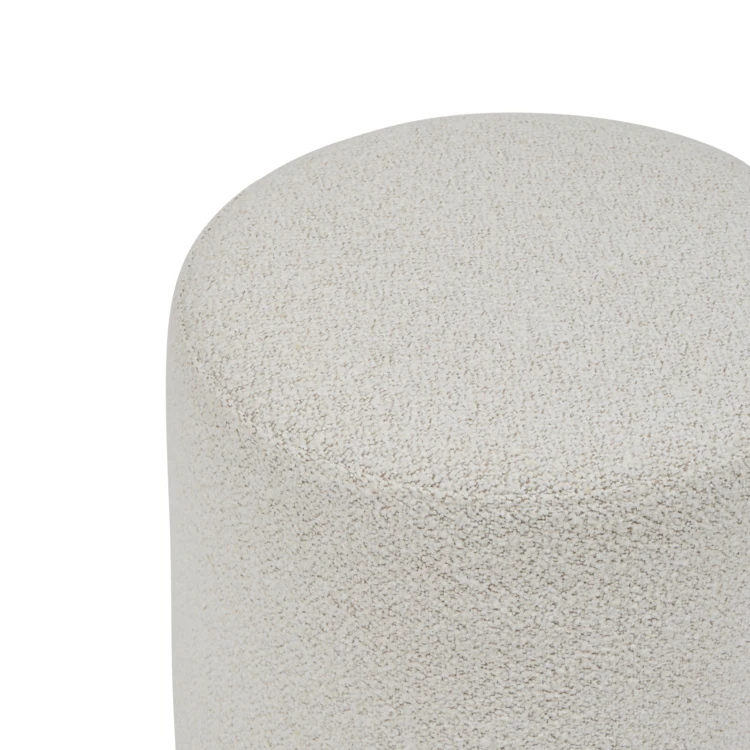 Pouf rond en tissu bouclette avec base bois