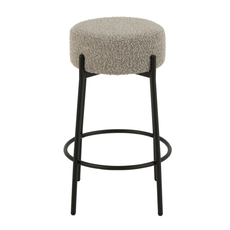 Taburete de bar de tejido bouclé y metal