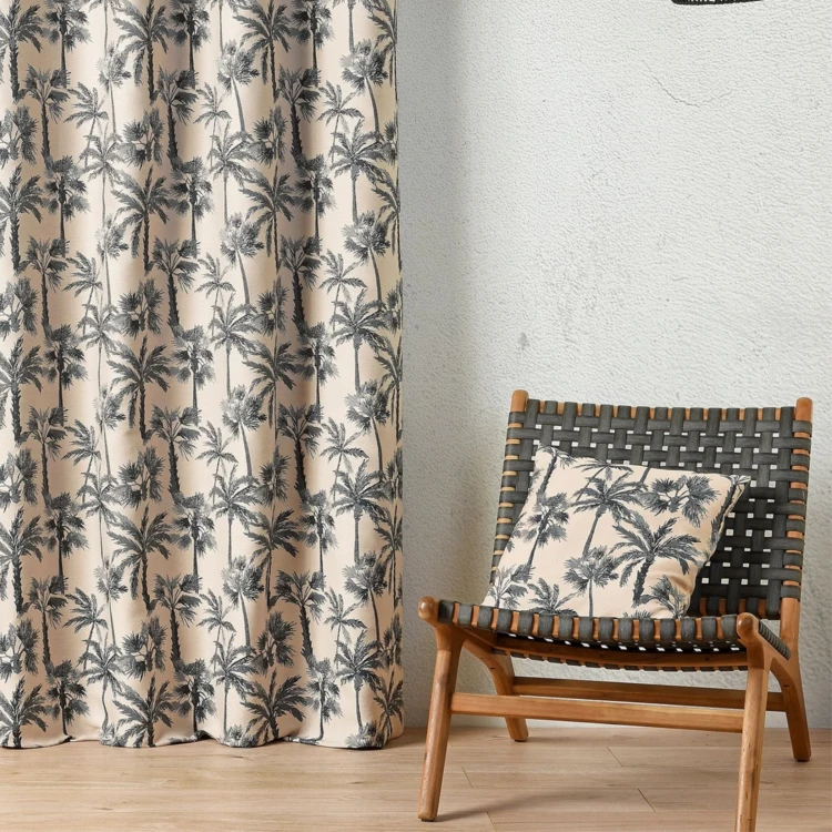 Coussin motif palmier tissé
