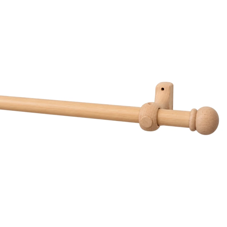 Kit tringle à rideaux en bois embouts anglais D20 mm