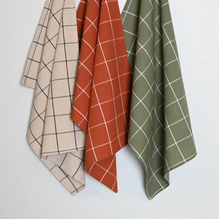 Torchon de cuisine en coton à motif carreaux