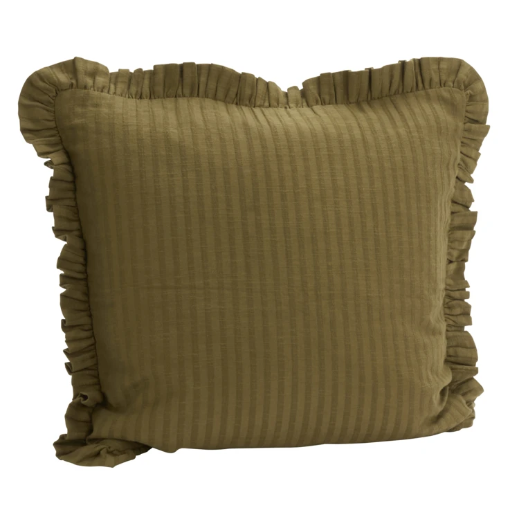 Housse de coussin en coton gaufré avec volant