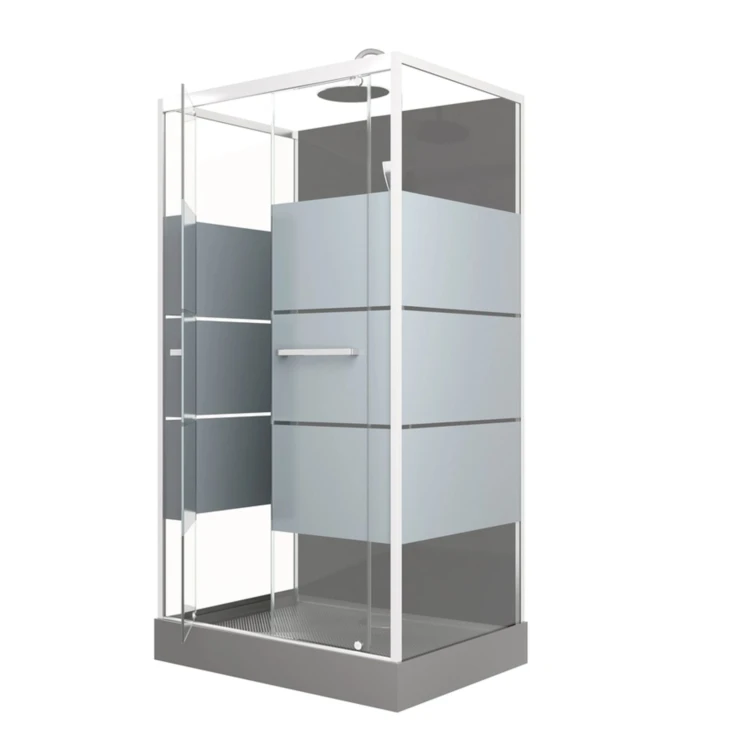 Cabine de douche avec portes sérigraphiées