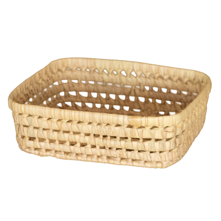 Panier rectangle en feuille de palmier