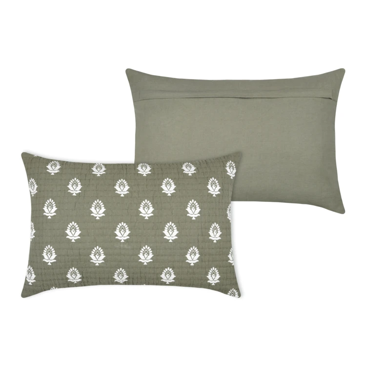 Coussin rectangulaire en coton à motif floral