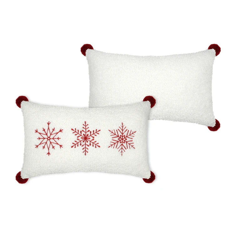 Coussin flocons montagne en bouclette