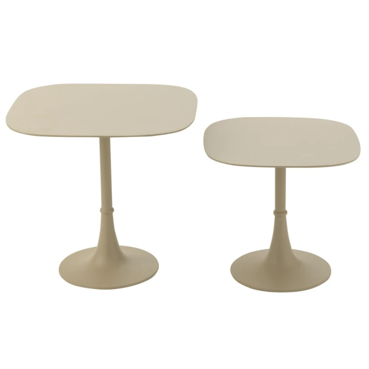 Tables d'appoint carré bord arrondi en métal lot de 2