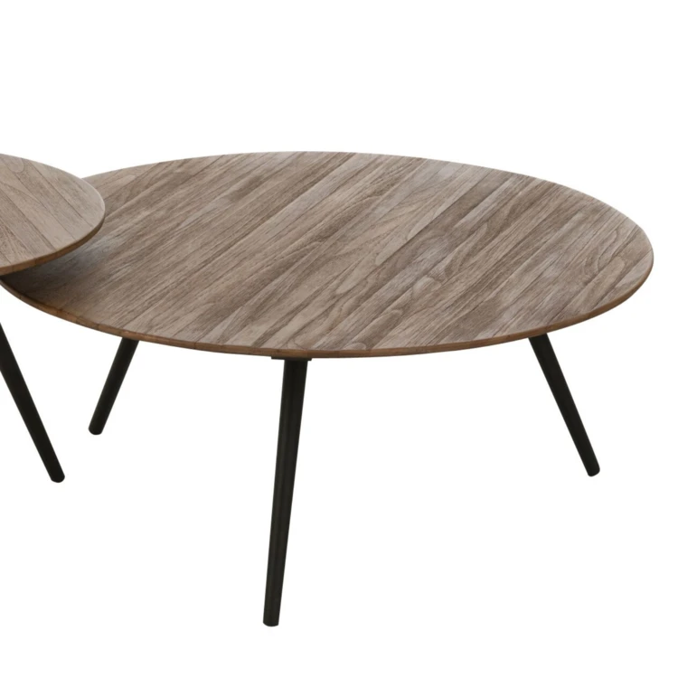 Set de 4 tables rondes en teck recyclé naturel