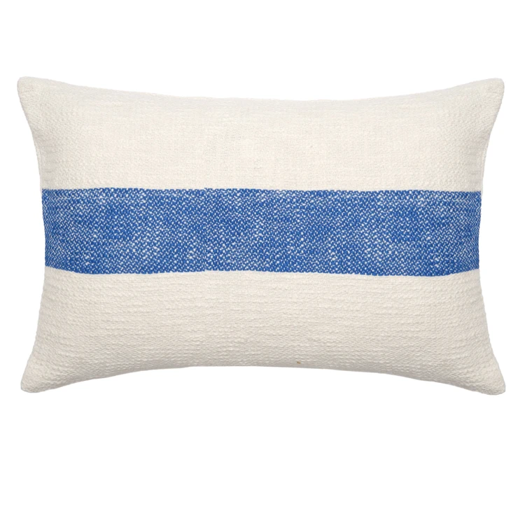 Housse de coussin rectangulaire en chambray à bande centrale