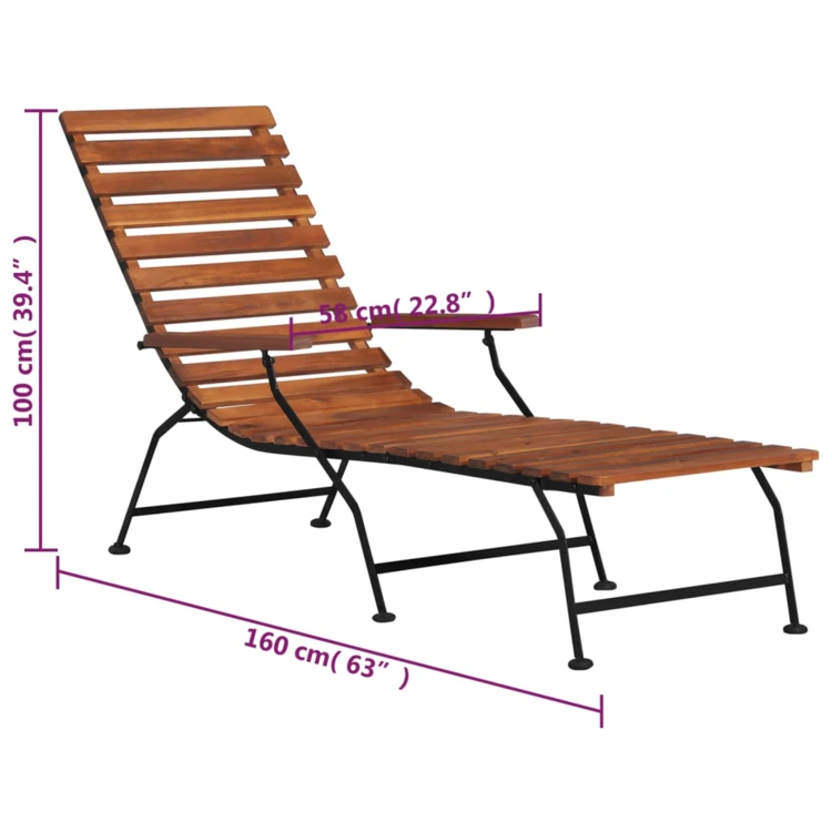 Chaise longue de exterior de acacia
