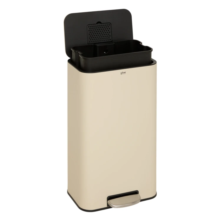 Poubelle à pédale rectangulaire en métal avec filtre anti-odeurs 30 L