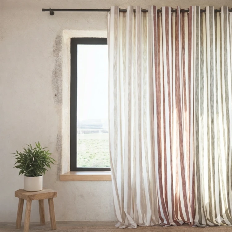 Rideau 100% coton larges rayures LOURMARIN
