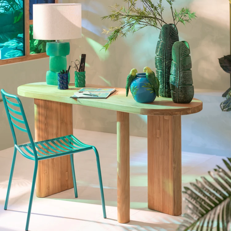 Silla de jardín metálica con respaldo de listones