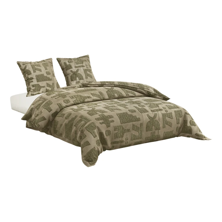 Conjunto de cama de 3 peças com padrão tufado