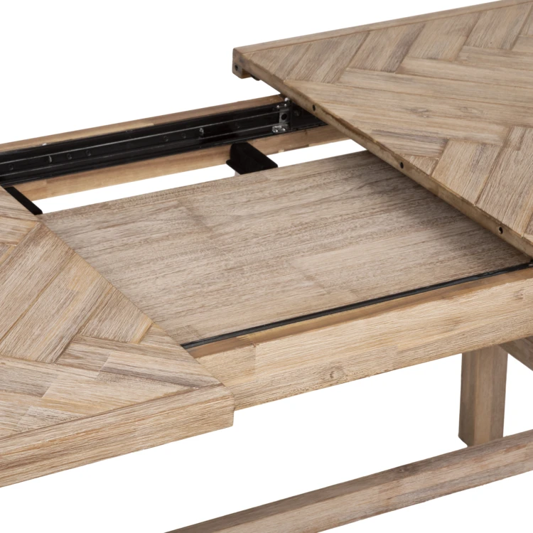 Mesa de comedor extensible con aspecto de madera y hoja extensible